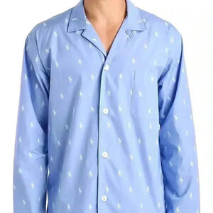 Polo Ralph Lauren Men Pajama Shirt Sleepwear‎ 2XL Blue Polo Player Loungewear